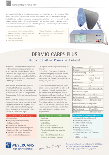 Dermio Care Plus datasheet